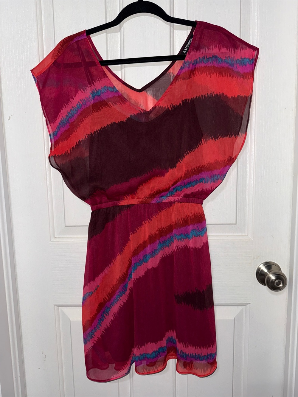 Express Women’s Fuchsia Stripe V-Neck Summer Dress